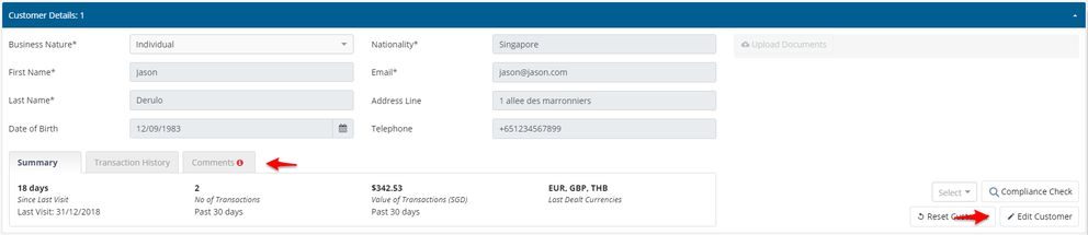 Click the Edit Customer button to edit customer details.